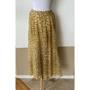 Vintage Lew Magram Collection Leopard Animal Print Sheer Skirt Midi Sz 8 Lined